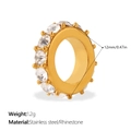 Golden stainless steel 12mm round charm pendant with sparkling rhinestones inlay - Side Rhinestone Round Charm (PJ2073WEG)
