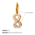 Gold stainless steel infinity charm with rhinestones and clip-on clasp for jewelry - Gold Infinity Number 8 Charm (PJ2074WEG)