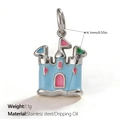 Blue stainless steel castle charm with pink and green dipping oil for DIY jewelry - Silver Base Blue Castle (PJ2155BPS)