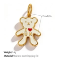 Golden stainless steel bear pendant with white enamel and I Love UK detail - I ❤️ UK Bear Style (PJ2156WRG) / Gold/White