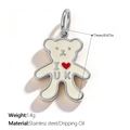 Creamy white bear charm in stainless steel with I Love UK red heart motif - I ❤️ UK Bear Style (PJ2156WRS) / Silver/White