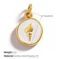 Golden shell charm on white dripping oil base with stainless steel checkerboard style - Shell Disc Style (PJ2157WEG) / Gold/White