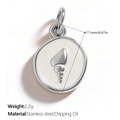 Cute round stainless steel checkered bear pendant with white enamel and shell detail - Shell Disc Style (PJ2157WES) / Silver/White
