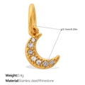 Goldener Mondsichel Anhänger aus Edelstahl mit Strasssteinen und 10,1 mm Größe - Goldener Mond Stil (PJ2027WEG)