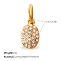 Elegant gold oval pendant made of stainless steel and sparkling rhinestones - Gold Full Rhinestone Oval Charm (PJ2079WEG)