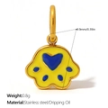 Gold stainless steel dog paw pendant with blue heart dripping oil detail for DIY jewelry - Blue Heart Paw Style (PJ2160WBG) / Gold/Blue
