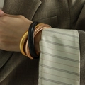 Set di tre bracciali Tubogas a strati nelle finiture oro, oro rosa e nero - Stile Oro Rosa Nero a Triplo Strato (SZ04) / Oro Rosa Nero