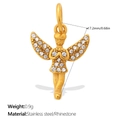 Goldener Engel-Anhänger aus Edelstahl mit glitzernden Strasssteinen für Schmuckstücke - Engel-Stil (PJ2030WEG) / Gold