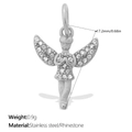 Silberner Edelstahl Engel Anhänger mit funkelnden Strasssteinen, 17,2mm Höhe - Engel-Stil (PJ2030WES) / Silber