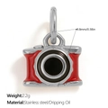 Mini silver and red stainless steel camera charm pendant with enamel detailing - Red Camera Style (PJ2161BRS) / Silver/Red