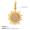 Goldener Edelstahl Sonnenanhänger mit funkelnden Strasssteinen und strahlendem Design - Sonnenstrahl-Stil (PJ2031WEG) / Gold