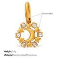 Goldener Edelstahl-Anhänger mit Mondsichel und Stern, verziert mit Strasssteinen - Mond und Stern Stil (PJ2032WEG) / Gold