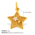 Golden star pendant in stainless steel with white crystals and brushed texture finish - Five-pointed Star Style (PJ2181WEG) / Gold