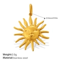 Golden stainless steel sun face pendant for DIY bracelets and necklaces weighing 0.9g - Sun Face Design (PJ2184G) / Gold