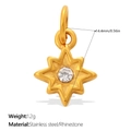 Goldener Sternanhänger aus Edelstahl mit funkelndem Strassstein in der Mitte - Vintage Achtzackiger Stern Stil (PJ2036WEG) / Gold