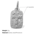 Silberner gehammerter Anhänger mit Strasskreuz und Details zum Material aus Edelstahl - Silber Gehämmertes Kreuz Stil (PJ2011WES)