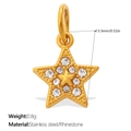 Goldener Edelstahl Sternanhänger mit funkelnden Strasssteinen, 13,3 mm Anhänger - Doppelschichtiger Stern Stil (PJ2037WEG) / Gold