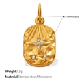 Goldener ovaler Vintage-Anhänger aus Edelstahl mit Strasssteinen, Größe 15,9 mm - Gold Vintage Astrologie Stil (PJ2012WEG)