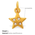 Goldener Sternanhänger aus Edelstahl mit glänzenden eingelegten Strasssteinen - Einfacher Stern Stil (PJ2038WEG) / Gold