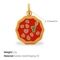 Pendentif pizza en acier inoxydable doré avec émail rouge et diamètre de 17,9 mm - Style Pizza (PJ2212RGG)