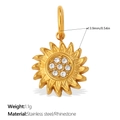 Goldener Sonnenblumen-Anhänger aus Edelstahl mit funkelnden Strasssteinen und 13,9mm Maß - Kleine Sonnenblume Stil (PJ2040WEG) / Gold