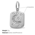 Silberner quadratischer Anhänger aus Edelstahl mit Mond, Sternen und Strass - Silber Rechteckiger Mond Stern Stil (PJ2013WES)
