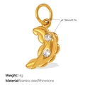 Goldener Mondsichel Anhänger aus Edelstahl mit Diamanten und Größeninformationen - Stromlinienförmiger Halbmond Stil (PJ2041WEG) / Gold