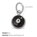 Exquisite stainless steel evil eye pendant with black and white enamel, 12.1mm diameter - Black Evil Eye (PJ1959) / Silver Black (PJ1959BWS)