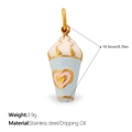 Pendentif en forme de cornet de glace avec base bleue et émail crème blanc - Style Cornet de Glace Doré (PJ2214BPG)
