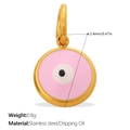 Pink evil eye round pendant charm in golden stainless steel with enamel finish - Pink Evil Eye (PJ2131) / Gold Pink (PJ2131PKG)