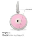 Pink and white evil eye pendant in stainless steel with colorful dripping oil finish - Pink Evil Eye (PJ2131) / Silver Pink (PJ2131PKS)