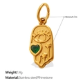 Goldener Hamsa-Hand-Anhänger mit grünem Strassstein und Vintage-Edelstahldetails - Gold Hamsa Hand Stil (PJ2015GNG)