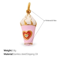 Pendentif crème glacée rose avec cœurs colorés et vagues dorées pour bijoux DIY - Style Glace Rose Doré (PJ2214PRG)