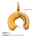 Golden stainless steel rainbow pendant with pink and green enamel for DIY jewelry - Gold Green (PJ2132PGG)
