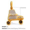 Exquisite gold-plated roller skate pendant with grey enamel and sparkling white crystals - Gold Gray (PJ2133GYG)