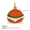 Pendentif en forme de burger en acier inoxydable avec émail coloré pour bijoux - Style Burger (PJ2215GOG)