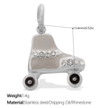 Silver stainless steel roller skate pendant with beige oil drop and rhinestone inlay - Silver Beige (PJ2133GYS)