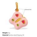 Pink butterfly pendant in stainless steel with colorful enamel heart and dot patterns - Gold Pink (PJ2135PKG)