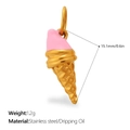 Pendentif cornet de glace en acier inoxydable avec émail rose pour bijoux DIY - Style Cornet de Glace Rose Doré (PJ2218PKG)
