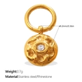 Goldener Edelstahl-Rundanhänger mit weißem Straßstein-Inlay 9,2 mm Durchmesser - Gold Kleiner Runder Strass Stil (PJ2020WEG)