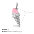 Pendentif cornet de glace en acier inoxydable avec émail rose pour bijoux - Style Cornet de Glace Rose Argenté (PJ2218PKS)