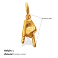 Polierter goldener Edelstahl Rock-Handgeste-Anhänger mit 15mm Höhe und 1g Gewicht - Gold Rock-Geste Stil (PJ2021G)