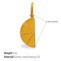 Pendentif tranche de citron en émail jaune et acier inoxydable de 16 mm de haut - Style Tranche de Citron (PJ2219G)