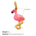 Pink flamingo charm pendant in dripping oil stainless steel with dimensions and weight - Gold Pink (PJ2136PKG)