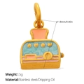 Exquisite gold-plated toaster pendant with colorful enamel details on stainless steel - Gold Blue (PJ2137BEG)