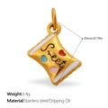 Pendentif sachet de snacks en acier doré avec motifs de cœurs colorés - Style Sachet de Snack Doré (PJ2221CRG)