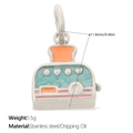 Toaster-shaped colorful dripping oil pendant in stainless steel for sweet jewelry DIY - Silver Blue (PJ2137BES)