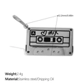 Retro stainless steel cassette tape charm pendant with heart and mix graffiti details - Silver Tape Pendant (PJ1960BKS)