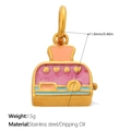 Toaster pendant charm in pink blue dripping oil with stainless steel gold base - Gold Pink (PJ2137PKG)