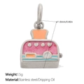 Pink glitter heart toaster pendant in stainless steel for DIY jewelry accessory - Silver Pink (PJ2137PKS)